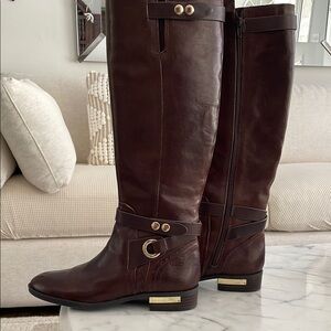 Vince Camuto Brown and Gold to the knee Knee Boots (gorgeous)